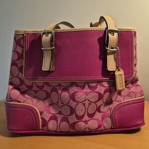 Coach Y2K leather and fabric shoulder bag